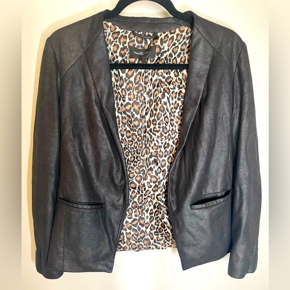 Soft Italian Leather Jacket with Leopard Print Interior